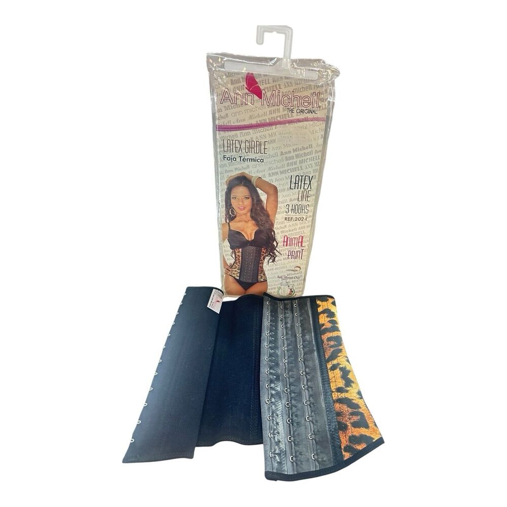 Ann Michell‎ The Original Latex Girdle 3 Hooks 2024 Animal Print Waist Training